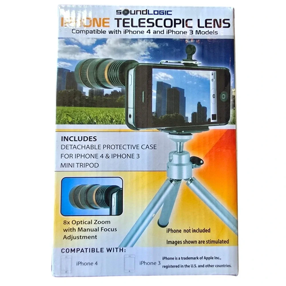 SoundLogic iPhone Telescopic Lens 8x Optical Zoom Kit with Mini Tripod Silver
